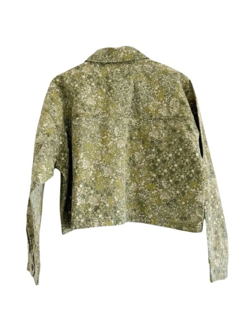 Wild Fable Cropped Floral Jacket Small New Women's Green Cotton Spring Layering - Picture 11 of 13